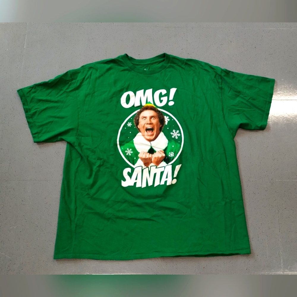 Men’s Christmas UGLY Size 2XL  Official ELF Will Ferrell T-Shirt OMG Santa Green - Picture 4 of 10